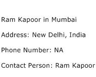Ram Kapoor in Mumbai Address Contact Number