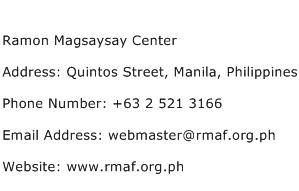 Ramon Magsaysay Center Address Contact Number
