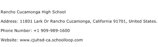 Rancho Cucamonga High School Address Contact Number