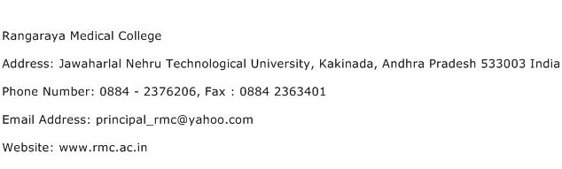 Rangaraya Medical College Address Contact Number