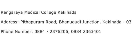 Rangaraya Medical College Kakinada Address Contact Number