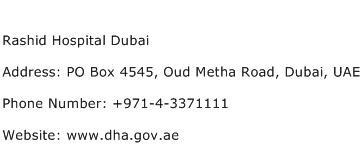 Rashid Hospital Dubai Address Contact Number