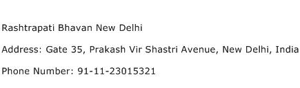 Rashtrapati Bhavan New Delhi Address Contact Number