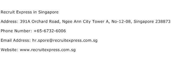Recruit Express in Singapore Address Contact Number