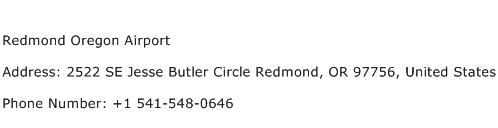 Redmond Oregon Airport Address Contact Number