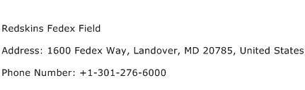 Redskins Fedex Field Address Contact Number