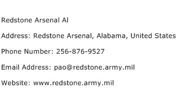 Redstone Arsenal Al Address Contact Number