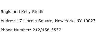 Regis and Kelly Studio Address Contact Number