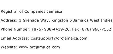 Registrar of Companies Jamaica Address Contact Number