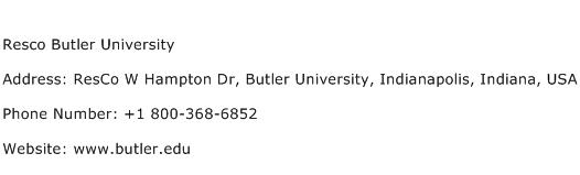 Resco Butler University Address Contact Number