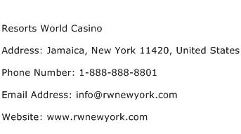 Resorts World Casino Address Contact Number
