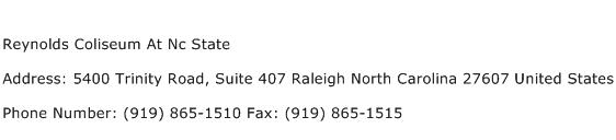 Reynolds Coliseum At Nc State Address Contact Number