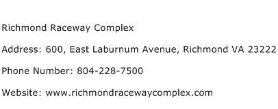Richmond Raceway Complex Address Contact Number