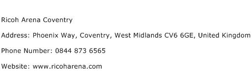 Ricoh Arena Coventry Address Contact Number