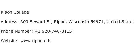 Ripon College Address Contact Number