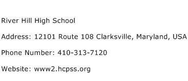 River Hill High School Address Contact Number