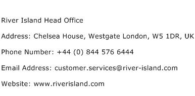 River Island Head Office Address Contact Number