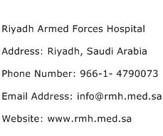 Riyadh Armed Forces Hospital Address Contact Number