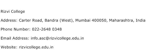 Rizvi College Address Contact Number