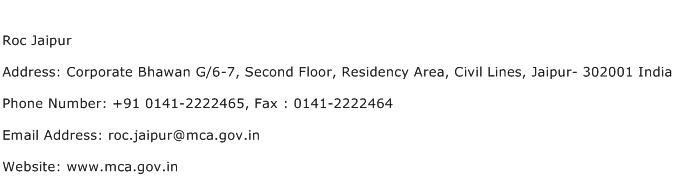 Roc Jaipur Address Contact Number