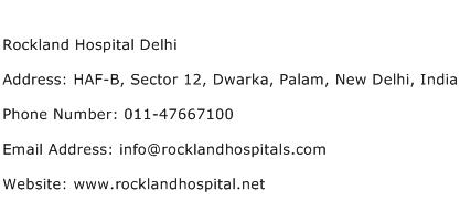 Rockland Hospital Delhi Address Contact Number