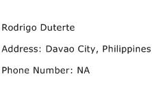 Rodrigo Duterte Address Contact Number