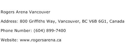 Rogers Arena Vancouver Address Contact Number