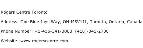 Rogers Centre Toronto Address Contact Number