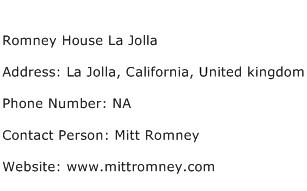 Romney House La Jolla Address Contact Number