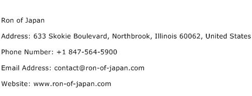 Ron of Japan Address Contact Number