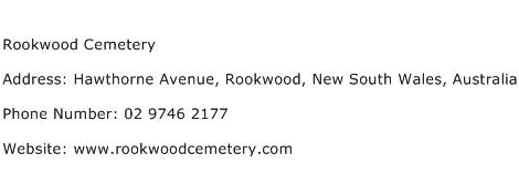 Rookwood Cemetery Address Contact Number