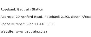 Rosebank Gautrain Station Address Contact Number