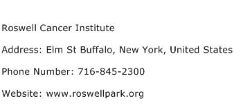 Roswell Cancer Institute Address Contact Number