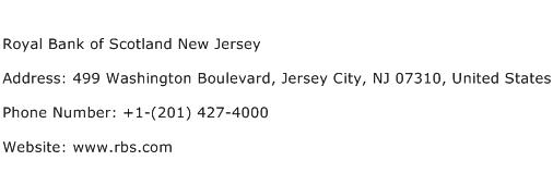 Royal Bank of Scotland New Jersey Address Contact Number