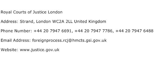 Royal Courts of Justice London Address Contact Number