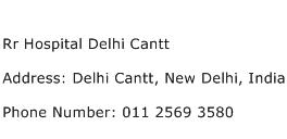 Rr Hospital Delhi Cantt Address Contact Number