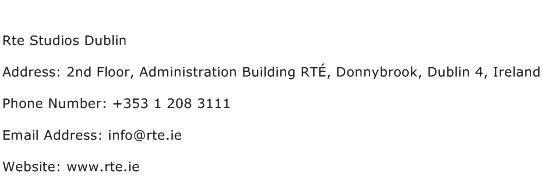 Rte Studios Dublin Address Contact Number