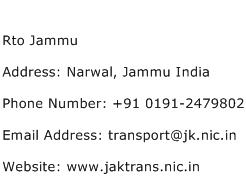 Rto Jammu Address Contact Number