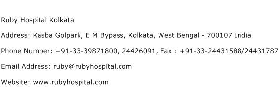 Ruby Hospital Kolkata Address Contact Number