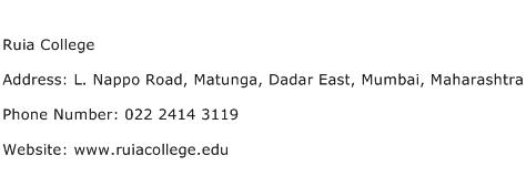 Ruia College Address Contact Number