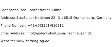 Sachsenhausen Concentration Camp Address Contact Number