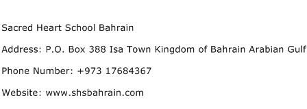 Sacred Heart School Bahrain Address Contact Number