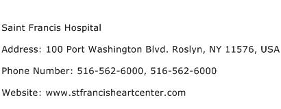 Saint Francis Hospital Address Contact Number