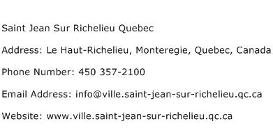 Saint Jean Sur Richelieu Quebec Address Contact Number