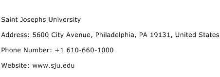 Saint Josephs University Address Contact Number