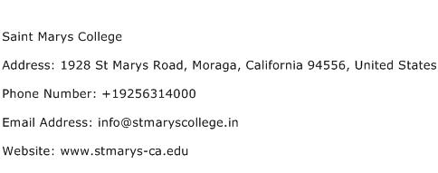 Saint Marys College Address Contact Number