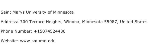 Saint Marys University of Minnesota Address Contact Number