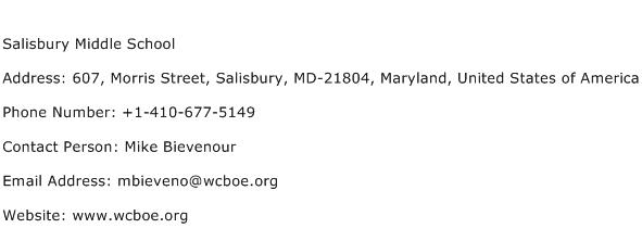 Salisbury Middle School Address Contact Number
