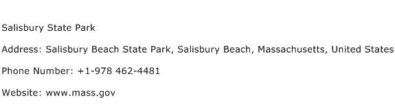 Salisbury State Park Address Contact Number