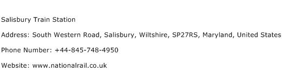 Salisbury Train Station Address Contact Number
